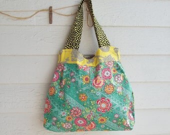 Granny Bag - Large - Amy Butler Fabric - Key Fob - 2 Pockets