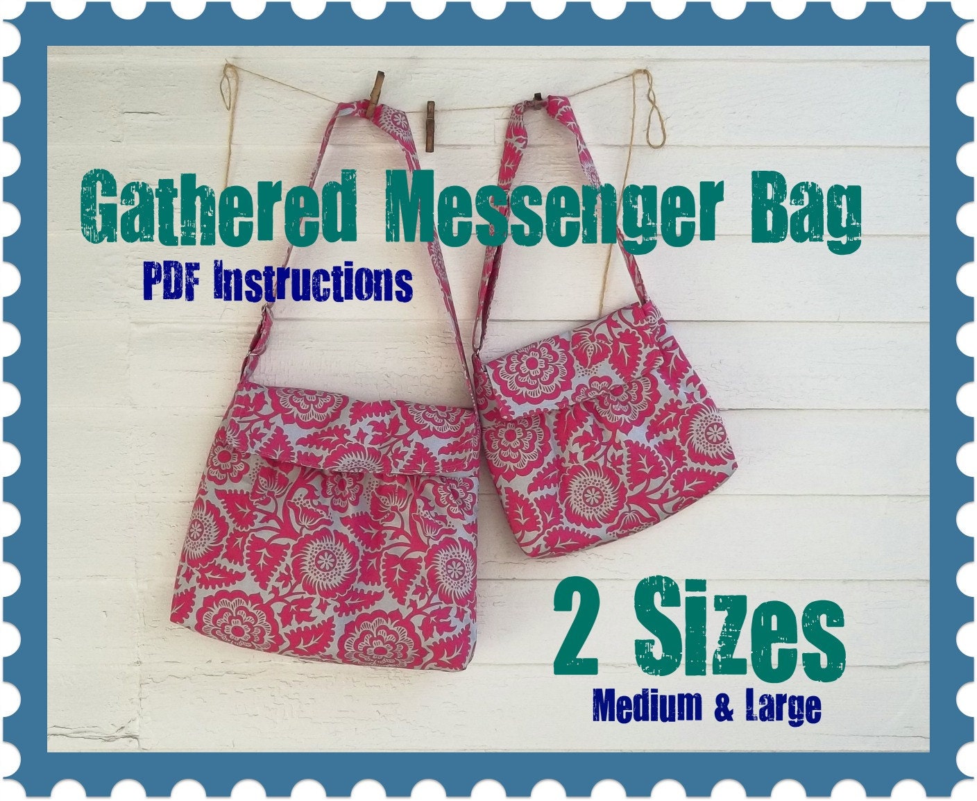 Gathered Messenger Bag PDF Instructions 2 Sizes by retrofied