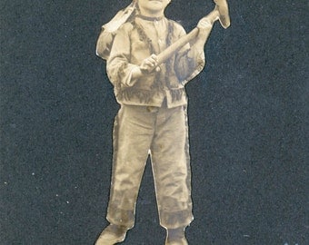 little boy Clayton in Costume Indian 1909 vintage photo
