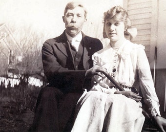 vintage photo BEautiful Daughter and Father Portrait photograph