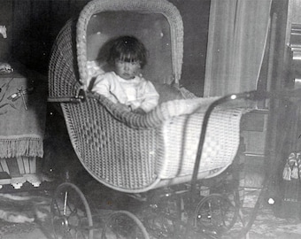 vintage photo Little Girl Aelcidean King in Buggy