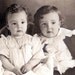 vintage photo Gorgeous Baby Girl and Brother Ruffle Shirt cabinet photograph