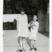 vintage photo Charlotteand boy with Boston Terrier Dog