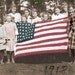 vintage photo American Patriotic Children Holding American Flag photo print