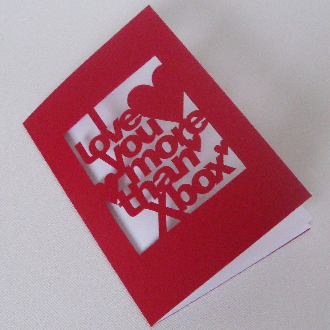 Hand-Cut 'I Love You More Than Xbox' Card