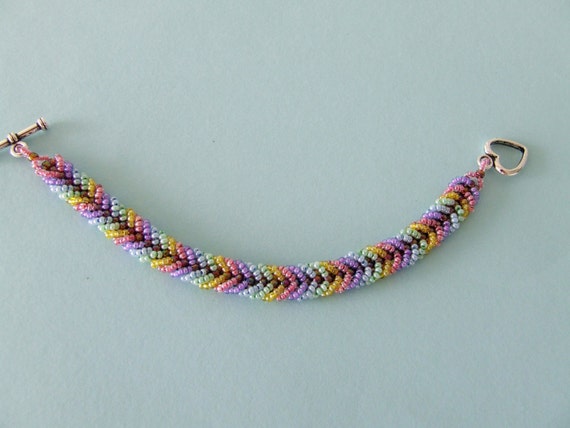 Hand Beaded Rainbow Chevron Bracelet