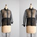 vintage sheer black fringe blouse