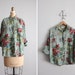 vintage watercolor floral print collared shirt