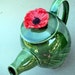 Poppy in the Tall Grass GreenTeapot - Handmade Carved Stoneware Pottery