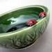 Ladybugs in the Tall Grass Bowl - Hand thrown and hand sculpted stoneware pottery