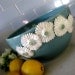 White Daisies Robins Egg Blue Large Bowl - Handmade stoneware pottery