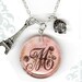 PERSONALIZED Initial Charm Necklace - Reversible Glass Art- Custom Letter Charm Necklace - Voyageur Collection - La Petite Paris Rose