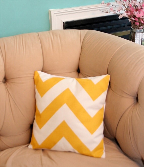 Yellow Chevron Pillow Cover