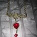 Gothic Valentine Necklace Filigree Bat Heart Glam Punk Rock Jewlery Antiqued Bronze Chain Link Pendant Charm FREE SHIPPING To USA & Canada