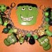 Frankenstein Charm Bracelet Halloween Jewelry Beads OOAK Vintage Style Statement Piece Psychobilly Horror Green Zombie Monster