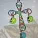 RESERVED for Sue Sugar Skull Cross Crucifix Necklace Day of The Dead Mexican Jewelry Wired Beads Summer Colors FREE SHIPPING