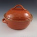 Stoneware Lidded Casserole / Ceramic Covered Server, Burnt Orange Pumpkin Color with Chocolate Brown Interior s136