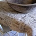 Natural Rustic Prairie Brown French Text Designed Burlap Yardage Table Cloth Cover