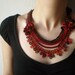 Phlox Drummondii ... Beaded Crochet Necklace - Red Burgundy