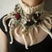 Elan ... Knitted Neckwarmer / Scarflette - Cream / Ivory - Colorful Flowers