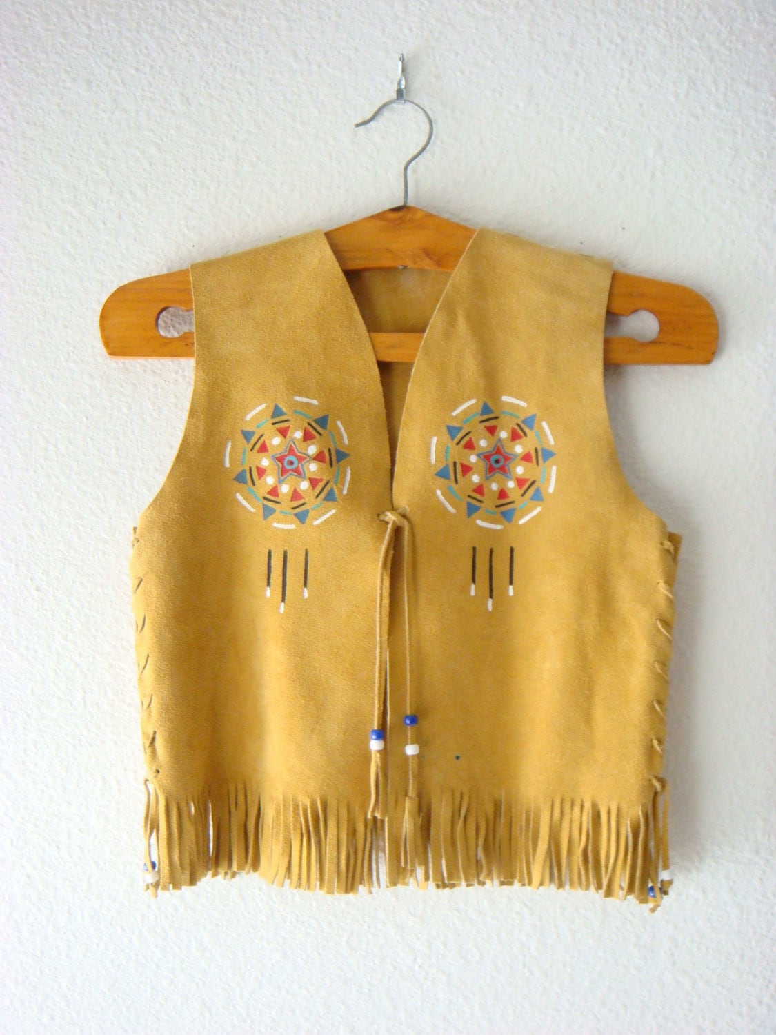 SALE Vintage leather fringe vest Native American XS