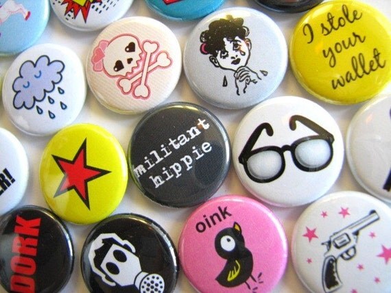 Buttons Pins Badges 10 Random 1 Inch Small From My By