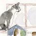 Original drawing, Walk-by drawings, Cat at the window, ooak, cat, ink, Vang paper, Vancouver