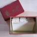 Vintage Red Leatherette Christmas Card List file box Sleigh & Snowflakes Cookie Recipe box