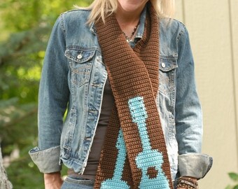 Rockin' Guitar Scarf Crochet PATTERN - INSTANT DOWNLOAD