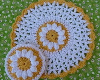Daisy Dishcloth and Scrubbie Set Crochet PATTERN - INSTANT DOWNLOAD