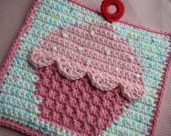Cupcake Potholder Crochet PATTERN - INSTANT DOWNLOAD