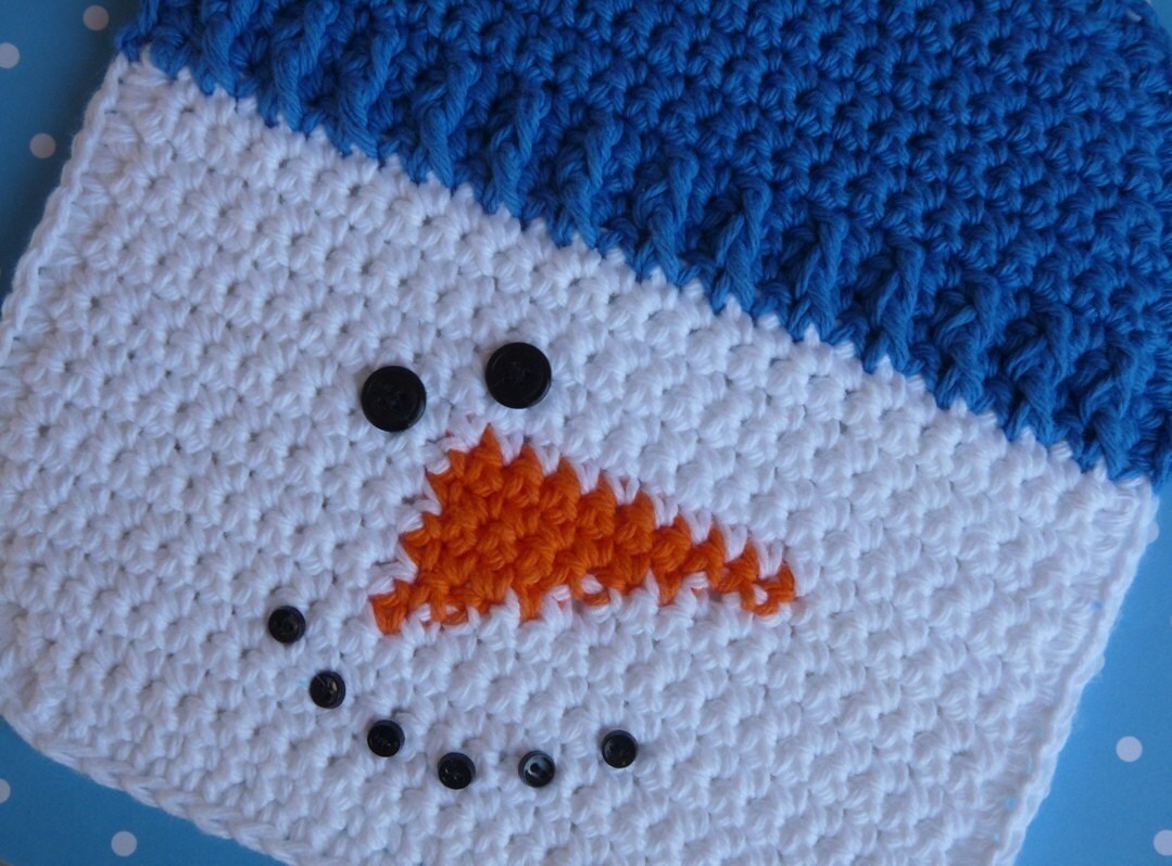 Snowman Potholder Crochet PATTERN INSTANT DOWNLOAD