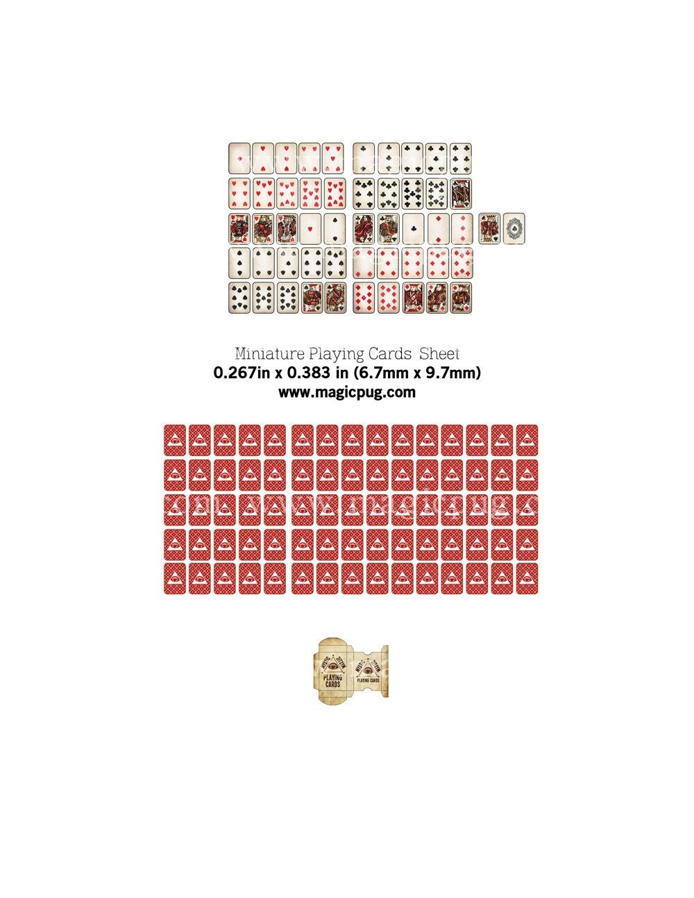 Printable Miniature Dollhouse Playing Cards with box by magicpug