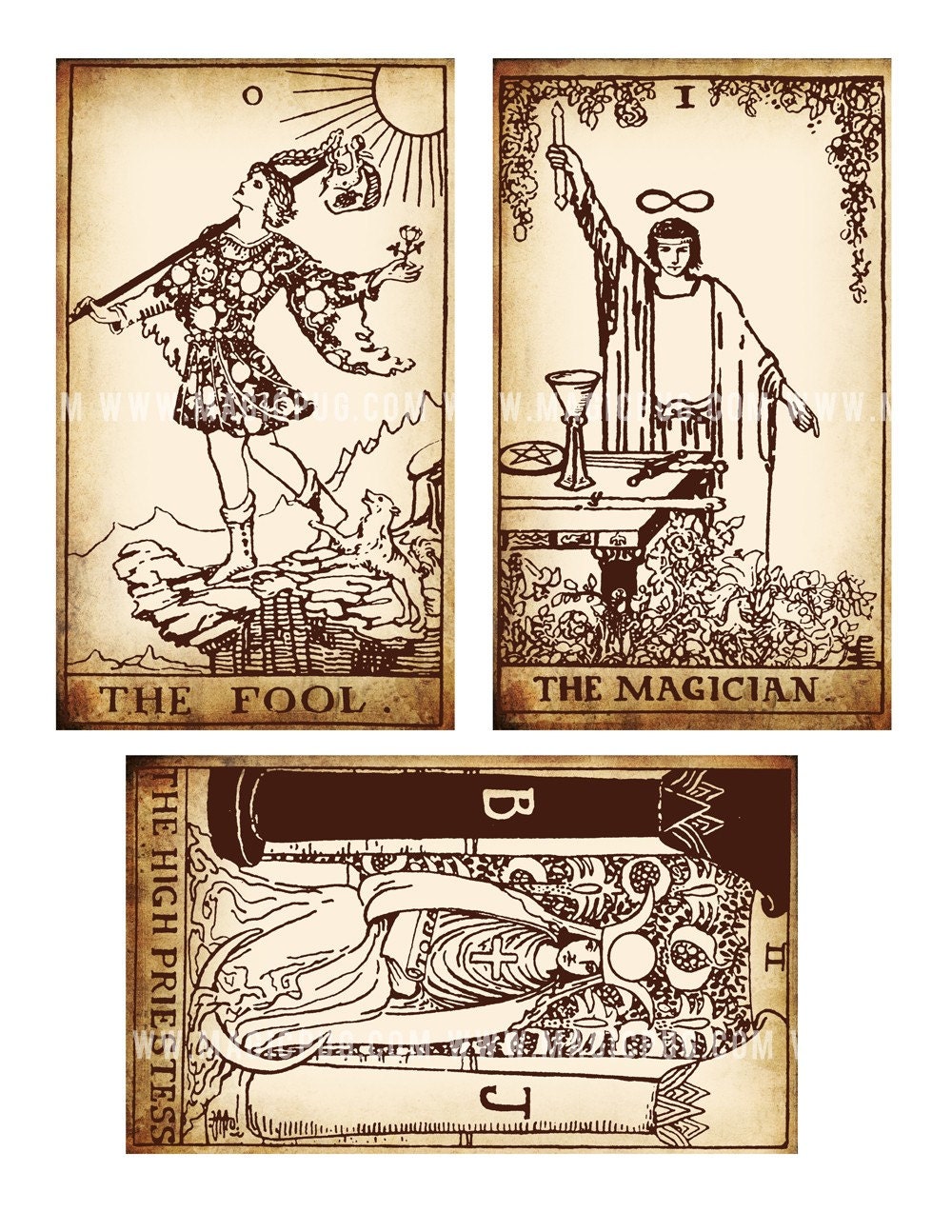 Antique Printable Tarot Pdf Digital Collage Sheet Altered Art