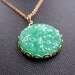 Mint Necklace - vintage carved glass and brass chain