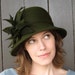Olive Green Cloche Hat, Handmade Millinery, Womens Hat, Winter in the City