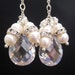 Sophia Earrings, Sterling Silver, Pearl and Crystal