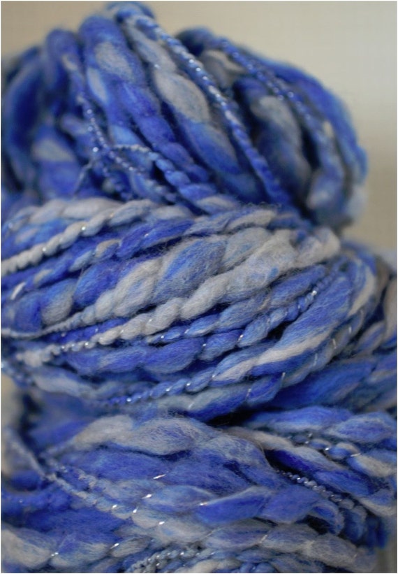 THE BLUES Handspun novelty art yarn Thick and by ficklefiberdiva