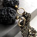 Black Gold Chain Tassel Earrings, Black Carved Flower Earrings, Black Faux Cinnabar Beads, Long Chain Earrings, Asia Asian Far East Style