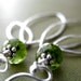 Green Vessonite Gemstone Earrings, Sterling Silver Leaves, Hammered Silver Silver Leaf, Geometric Modern Jewelry, Green Leaf Leaves Earrings