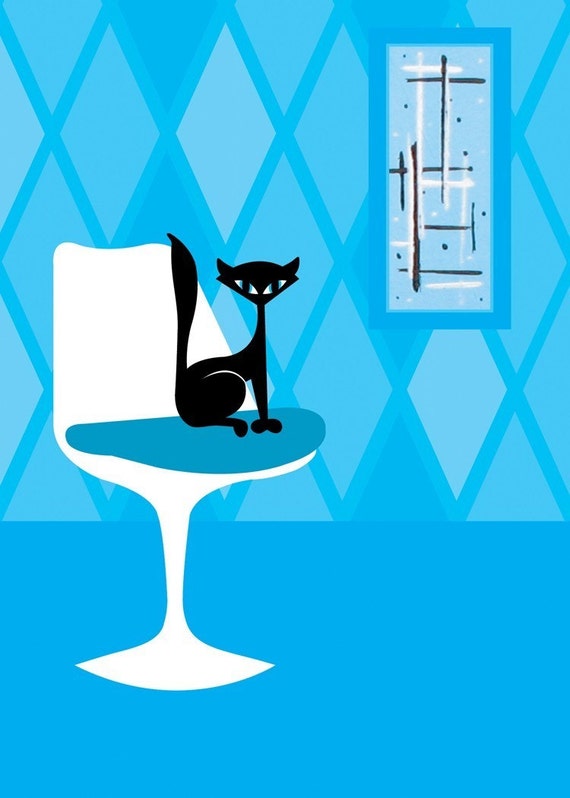 Items similar to LuLu the Black Cat 5 x 7 Limited Edition Giclee