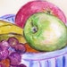 ORIGINAL watercolor painting FUNKY FRUIT BOWL aquapasto Shannon Davis SALE
