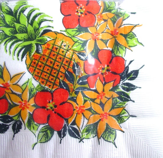 Vintage Hawaiian Luau Paper Napkins Set of 16 by GoodlookinVintage