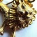 Gold Lion Key Chain - 1970s Vintage Novelty Metal Accessory Keychain