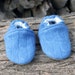 Blue Cableknit Wool Baby Slippers fits 6-12 months old made from recycled materials
