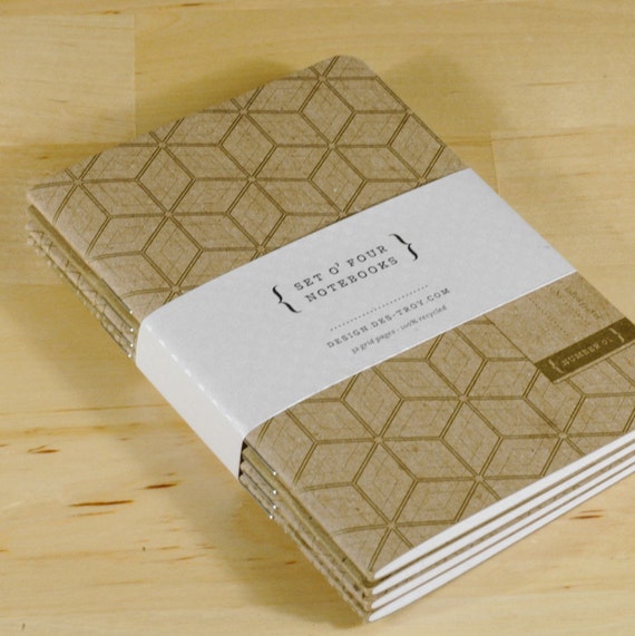 Set of 4 Gold Mini Notebooks
