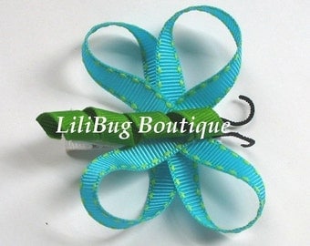LiliBug Turquoise Blue Dragonfly Hair Clip