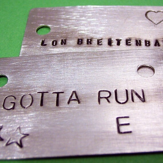 Runner ID Shoe Tag Handstamped Metal Nickel Silver by AnandiLab