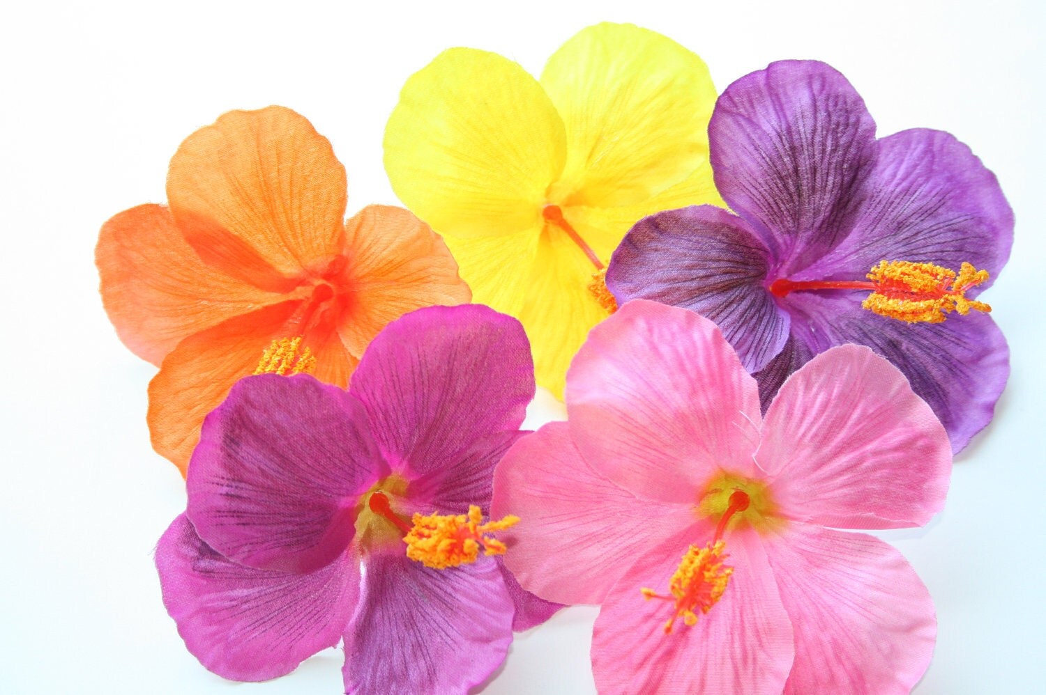 Artificial Flower Large Hawaiian Tropical Hibiscus in Orange