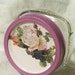 shabby chic wide mouth half pint canning jar pale eggplant white cottage roses glitter victorian floral decal pale iris color